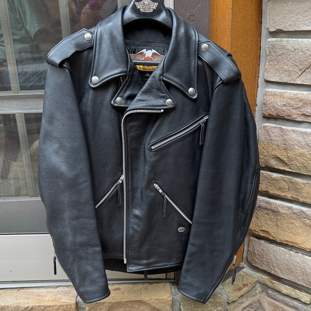 Harley Davidson Classic Black Leather Motorcycle Jacket